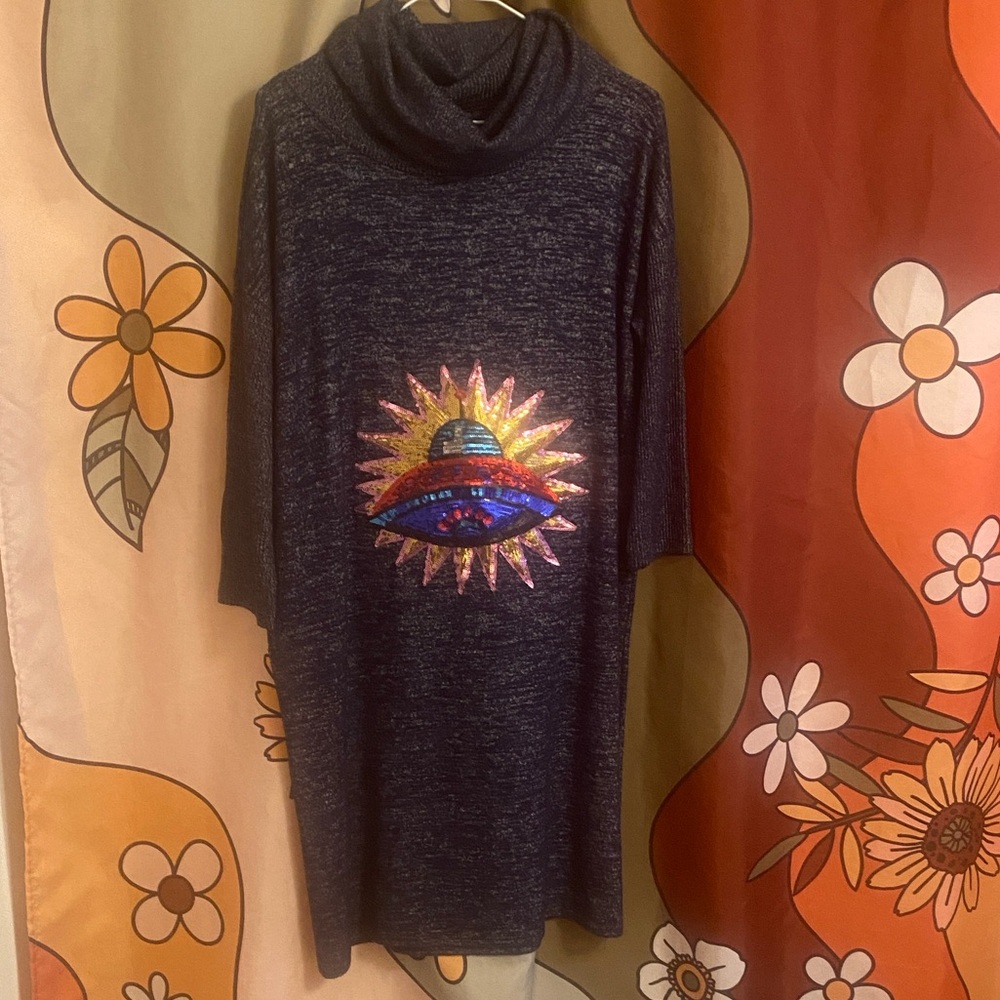 TROPICALIA marbled cowlneck UFO dress